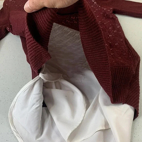 SIMPLY VERA Vera Wang Mock Layer Shirt Turtle Neck Laced Sweater Size M Burgundy - Picture 5 of 14